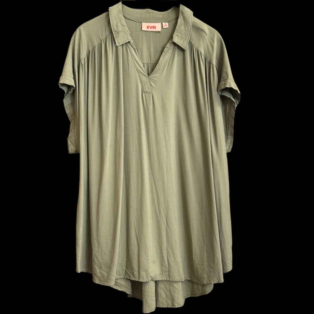 Evri Mint Green Short Cuffed Sleeve‎ Pullover Tunic Blouse Plus Size 3X #279